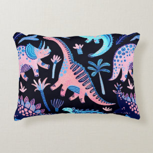 Cute cartoon dinosaurs seamless pattern in scandin accent pillow