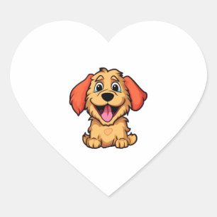Cute cartoon dog 3 heart sticker