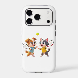 Cute Cartoon Dog and Cat Playing Padel Tennis – Fu