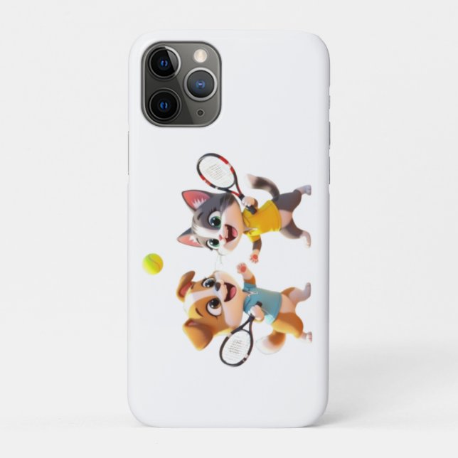 Cute Cartoon Dog and Cat Playing Padel Tennis – Fu Case-Mate iPhone Case (Back)