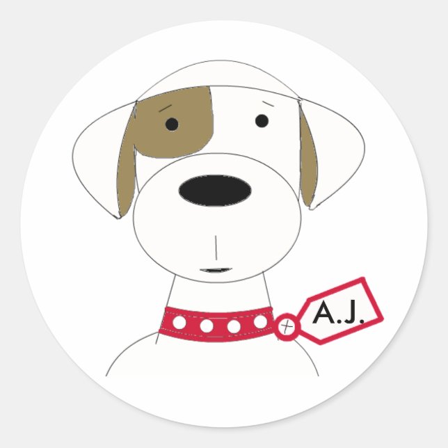 Cute Cartoon Dog Classic Round Sticker (Front)