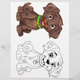 Cute cartoon dog colouring page