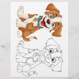 Cute cartoon dog colouring page