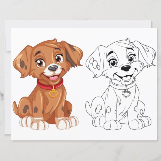 Cute Cartoon dog colouring page (Front)
