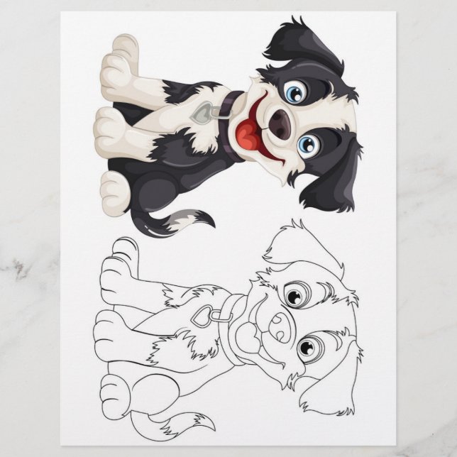 Cute Cartoon dog colouring page (Front)