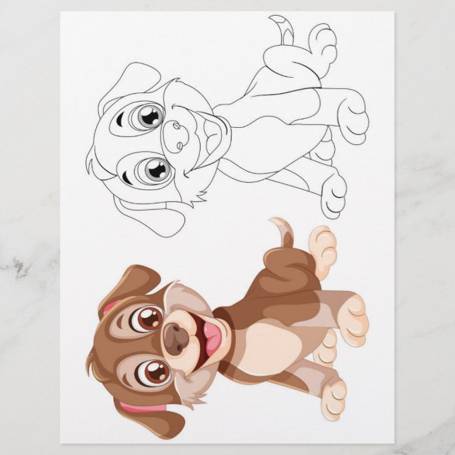Cute Cartoon dog colouring page (Front)
