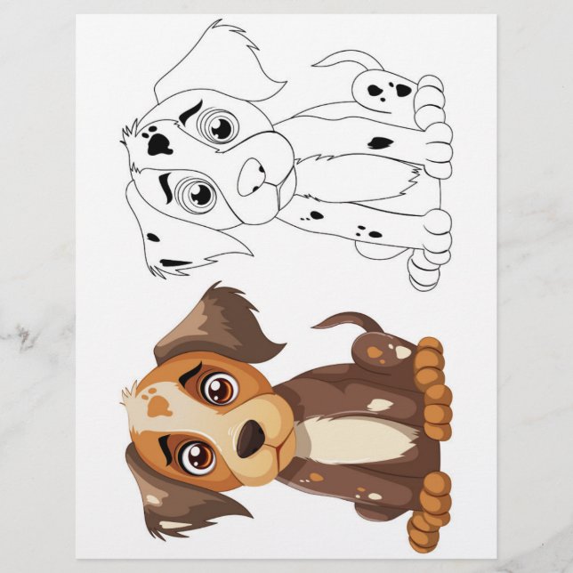 Cute Cartoon dog colouring page (Front)