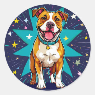 Cute cartoon dog Fun Pet Lover Gift Classic Round Sticker