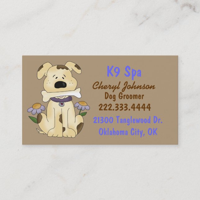 Cute Cartoon Dog Groomer Business Card (Front)