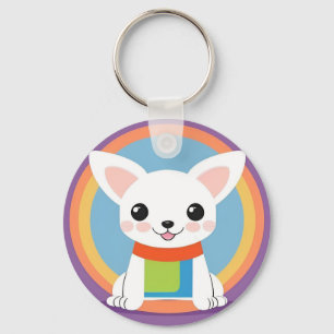 Cute Cartoon Dog Illustration Keychain