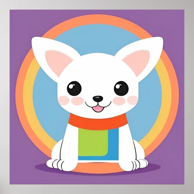 Cute Cartoon Dog Illustration Poster (Front)