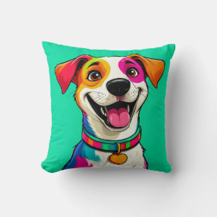 Cute Cartoon Dog Illustration Throw Pillow