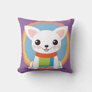 Cute Cartoon Dog Illustration Throw Pillow