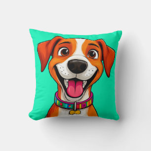 Cute Cartoon Dog Illustration Throw Pillow