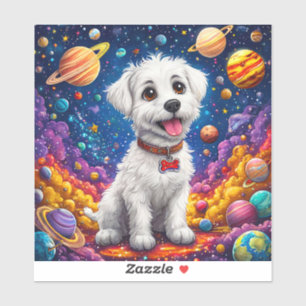 Cute cartoon dog in the space