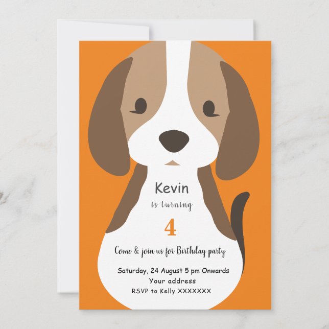 Cute cartoon dog kids birthday party Invitation (Front)