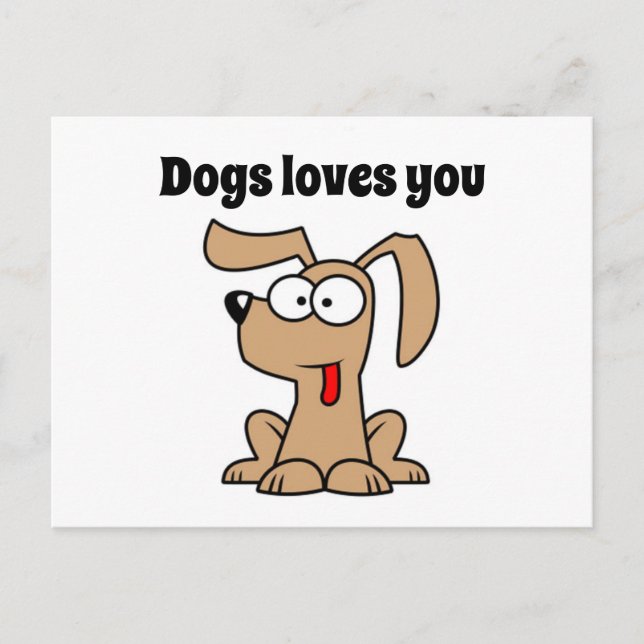 Cute Cartoon Dog Loves You Postcard (Front)