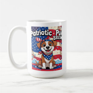 Cute Cartoon Dog Mug - Red White Blue Bandana