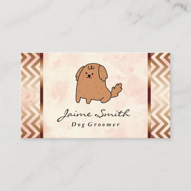 Cute Cartoon Dog | Pattern Business Card (Front)