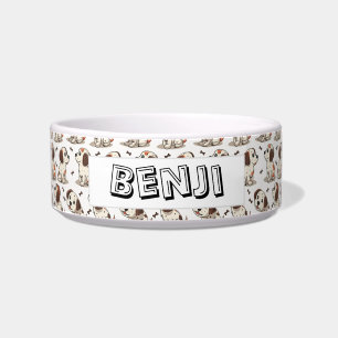 Cute cartoon dog pattern with pet name design bowl