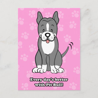 Cute Cartoon Dog Pitbull Postcard