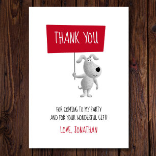 Cute Cartoon Dog Puppy Thank You Sign Thank You Card