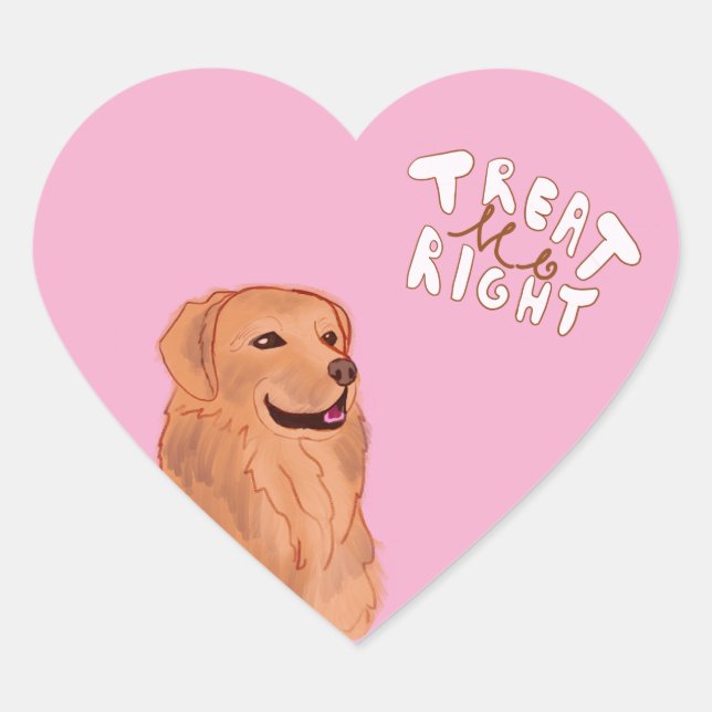 Cute Cartoon Dog Quote  Heart Sticker (Front)