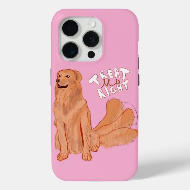 Cute Cartoon Dog Quote "Treat Me Right" Case-Mate iPhone Case (Back)