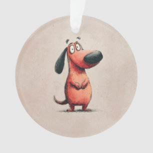 Cute Cartoon Dog Sketch Illustration Ornament