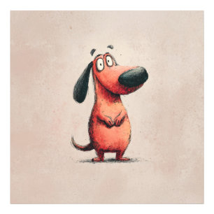 Cute Cartoon Dog Sketch Illustration Photo Print