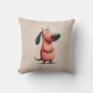 Cute Cartoon Dog Sketch Illustration Throw Pillow