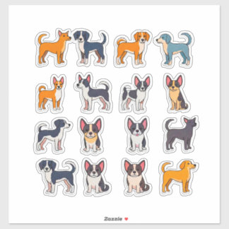Cute Cartoon Dog Sticker Set With Bright Colours