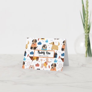 Cute Cartoon Dog Theme Birthday Party Thank You Card