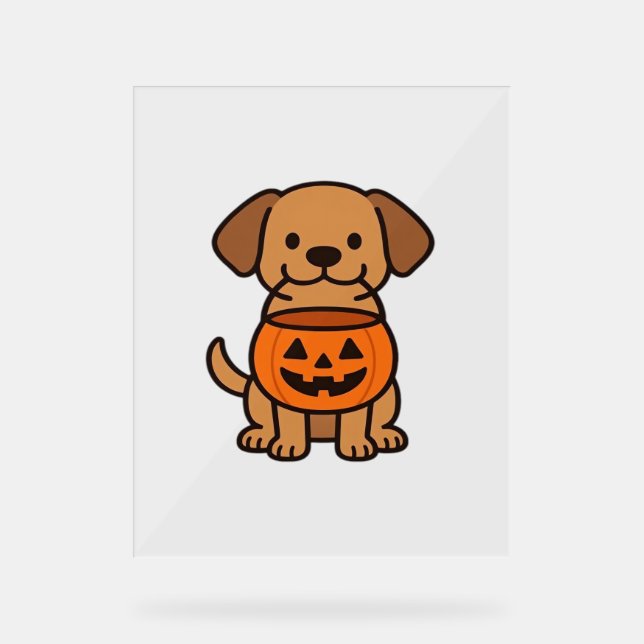 Cute Cartoon Dog Trick-or-Treating Classic T-Shirt Acrylic Sign (Front)