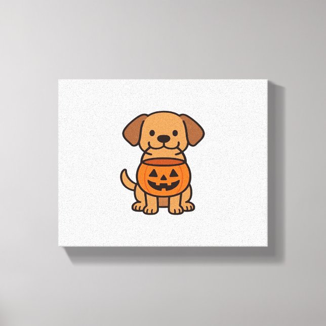 Cute Cartoon Dog Trick-or-Treating Classic T-Shirt Canvas Print (Front)