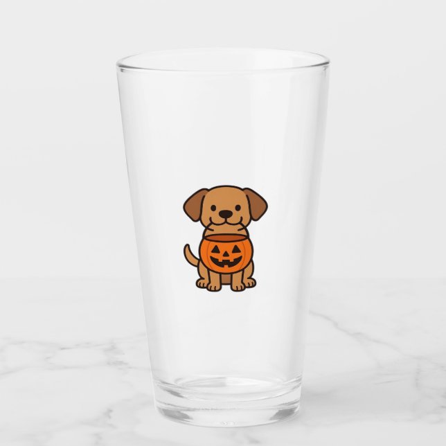 Cute Cartoon Dog Trick-or-Treating Classic T-Shirt Glass (Front)