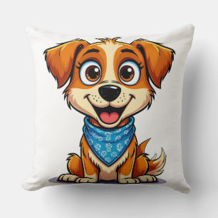 Cute Cartoon Dog Wearing a Adorable Pet Lover gift Throw Pillow