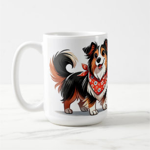 Cute Cartoon Dog Wearing a Floral Bandana Coffee Mug