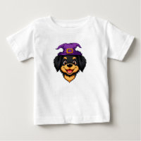 Cute Cartoon Dog Wearing a Purple Witch Hat