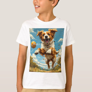 Cute Cartoon Dog with ball Playful Dog Lover 🐶⚽ T-Shirt