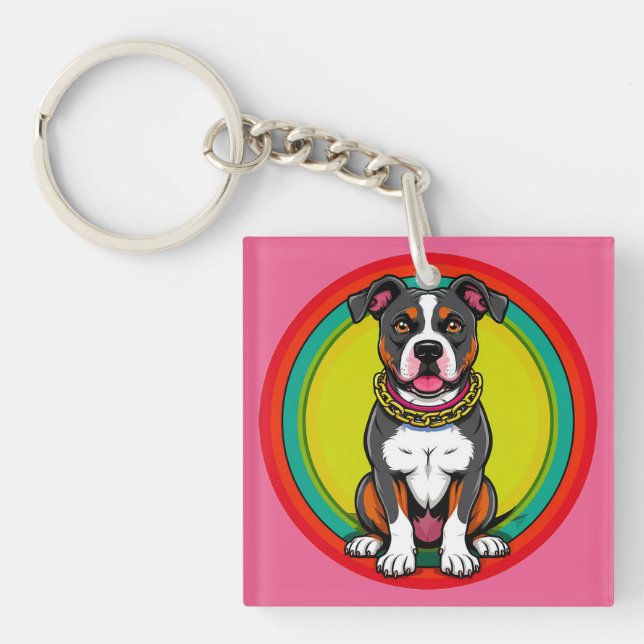 Cute Cartoon Dog with Collar Keychain (Front)