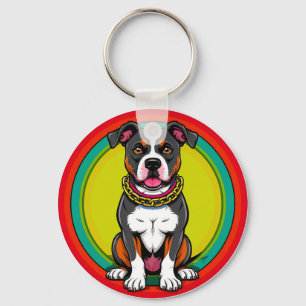 Cute Cartoon Dog with Collar Keychain
