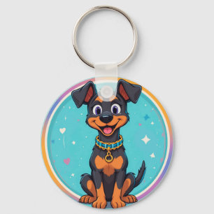 Cute Cartoon Dog With Collar Keychain