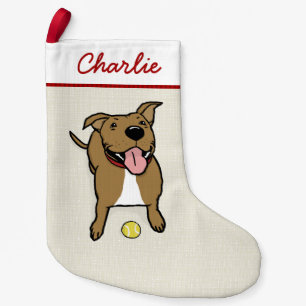 Cute Cartoon Dog with Custom Text Small Christmas Stocking