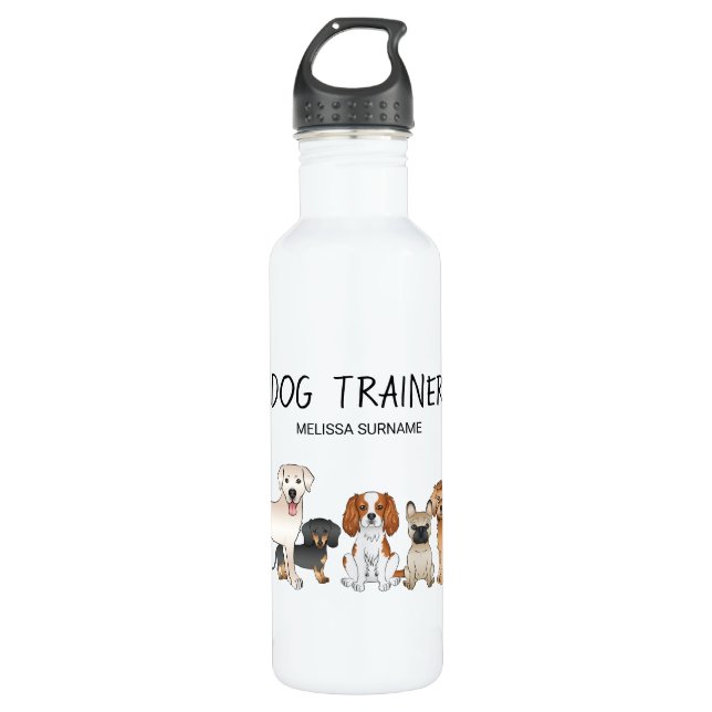 Cute Cartoon Dogs Illustration - Dog Trainer 710 Ml Water Bottle (Front)