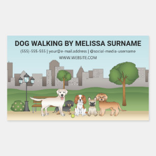 Cute Cartoon Dogs In A Park - Dog Walking Services Sticker