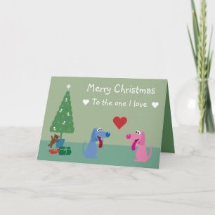 Cute Cartoon Dogs In Love Christmas Card