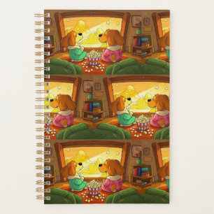Cute cartoon dogs popcorn and movie  planner