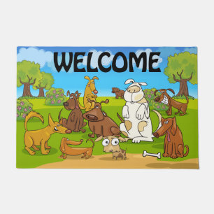 Cute Cartoon Dogs Welcome Doormat