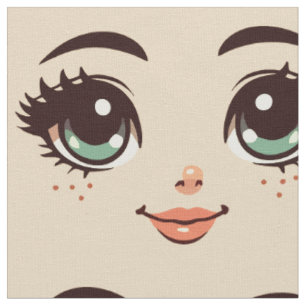 cute cartoon doll face art illustrations fabric